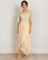 Women's Midi Cocktail Dress | Lace Sleeves & Tulle Skirt 7