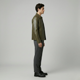 Croc-Embossed Leather Shirt Jacket