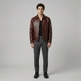 Croc-Embossed Leather Shirt Jacket