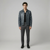 Croc-Embossed Leather Shirt Jacket