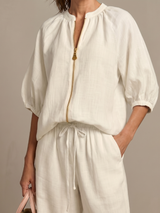 Women's Wide Leg Trouser Set | Zip Front Blouson Top 15