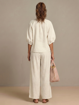 Women's Wide Leg Trouser Set | Zip Front Blouson Top 16