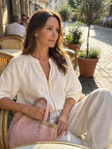 Women's Wide Leg Trouser Set | Zip Front Blouson Top 17