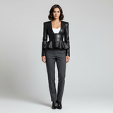 Sculpted Peplum Leather Blazer