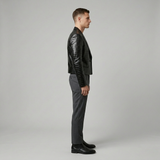 Croc-Embossed Leather Cropped Blazer