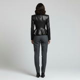 Sculpted Peplum Leather Blazer