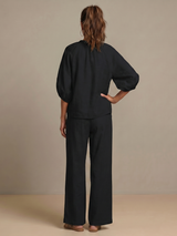Women's Wide Leg Trouser Set | Zip Front Blouson Top 22