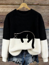 Women's Cat Print Sweater | Oversized & Cosy Fit 5