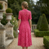 Women's Lace Midi Dress | Elegant Scoop Neckline