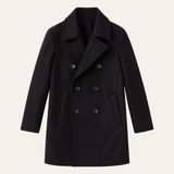 Men’s Warm Winter Double Breasted Wool Peacoat – Black