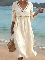 Women's V-Neck Dress | Flattering Fit with Pockets