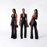 Women's Lace Halter Jumpsuit | Wide Leg & Backless Design 2