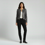 Collarless Leather Jacket