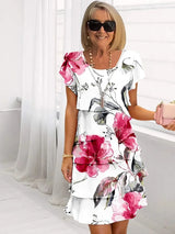 Women's Floral Pleated Dress | Ruffled Design