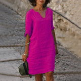 Women's Midi Dress | V-Neck & 3/4 Sleeves