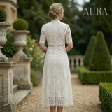 Women's Lace Midi Dress | Elegant Scoop Neckline