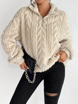 Women's Fluffy Zip Sweater | Hooded & Cozy Warm