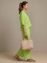 Women's Wide Leg Trouser Set | Zip Front Blouson Top 8