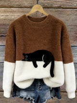 Women's Cat Print Sweater | Oversized & Cosy Fit 9