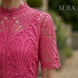 Women's Lace Midi Dress | Elegant Scoop Neckline