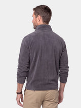 Back view of the gray quarter-zip pullover