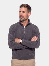 Man wearing gray quarter-zip pullover Cross & Crown