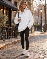 Women's Henley Sweatshirt | Oversized Fit & Snap Button Placket 2