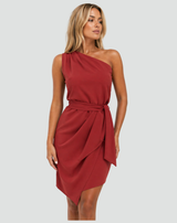 Women's One-Shoulder Dress | Asymmetric Tie-Waist Style