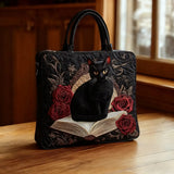 Women's Quilted Bag | Cat on Books Print 1