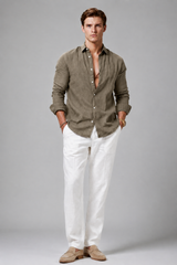 Men's Polo | Long Sleeve Button-Through Shirt & Point Collar