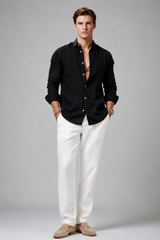 Men's Polo | Long Sleeve Button-Through Shirt & Point Collar
