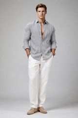 Men's Polo | Long Sleeve Button-Through Shirt & Point Collar