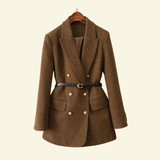 Chic Women's Tweed Blazer with Waist Belt | L&S 0