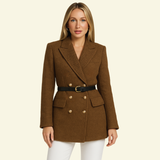 Chic Women's Tweed Blazer with Waist Belt | L&S 2