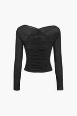 Fern | Women's Ruched Mesh Long Sleeve Top 6