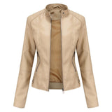 Florence | Women's Cropped Zip-Up Faux Leather Jacket Stand Collar 0