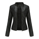 Florence | Women's Cropped Zip-Up Faux Leather Jacket Stand Collar 2