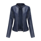 Florence | Women's Cropped Zip-Up Faux Leather Jacket Stand Collar 3