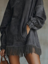Freya – High-Neck Fringed Oversized Tunic Dress for Women 8