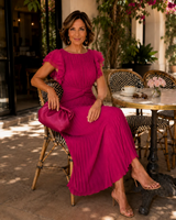 Women's Pleated Maxi Dress | Twist-Waist Design