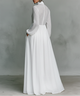 Women's Maxi Dress | High Collar & Long Sleeves