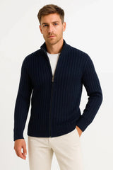 Harrington Oxford | Men's Cardigan Grey Ribbed Knit Lightweight Casual and Formal Design for Men 1