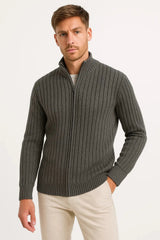 Harrington Oxford | Men's Cardigan Grey Ribbed Knit Lightweight Casual and Formal Design for Men 2