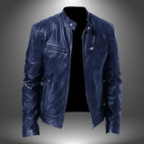 Harrington Oxford | Men’s Leather Biker Jacket – Zip-Up with Stand Collar and Pockets 3
