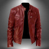 Harrington Oxford | Men’s Leather Biker Jacket – Zip-Up with Stand Collar and Pockets 4