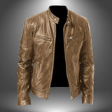 Harrington Oxford | Men’s Leather Biker Jacket – Zip-Up with Stand Collar and Pockets 6