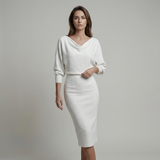 Helga – Draped Batwing Sleeves Dress 1