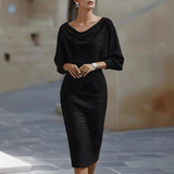 Helga – Draped Batwing Sleeves Dress 4