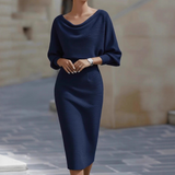 Helga – Draped Batwing Sleeves Dress 6