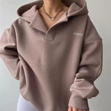 Hoodie Women's oversized fit with button placket | L&S 2